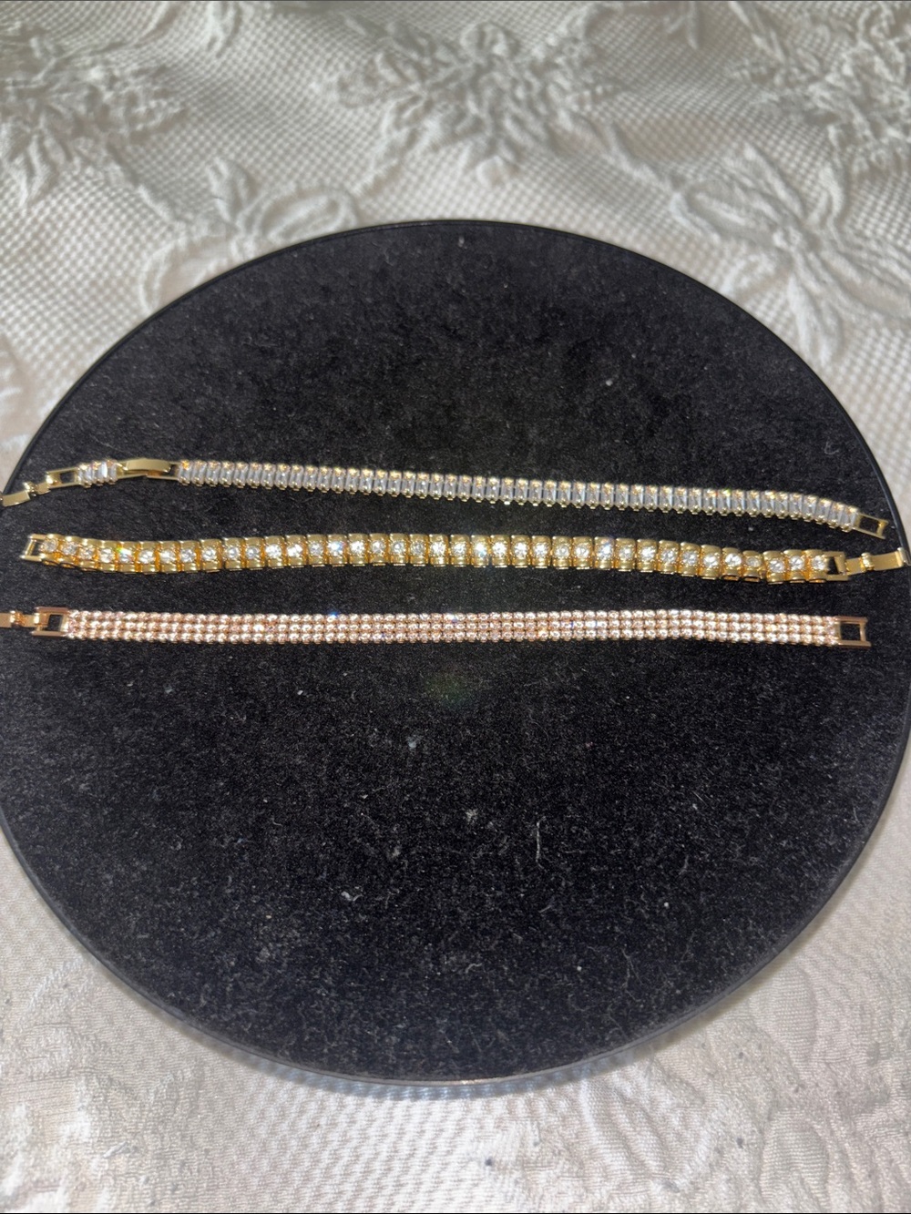 Gold and Rose Gold Rhinestone Tennis Bracelet Set - Women Jewelry
